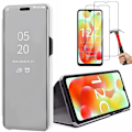 Miniatyrbild 1 av 4: Fodral för Xiaomi Redmi 12C - 11A + 2 härdade glasögon, fodral Spegeleffekt Fönster Tanslucent Silver
