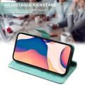 Miniatyrbillede 2 af 4: Etui + 2 hærdede briller til Xiaomi Redmi A3, grøn, stødsikker lædereffekt med sommerfuglemønster med støtte og pung Grön