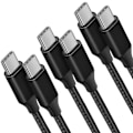 Miniatyrbild 1 av 4: 3x USB-C till USB-C-kabel för iPhone 16 Pro Max - 16 Pro - 16e - iPhone 15 - 15 Plus - 15 Pro - Svart flätad nylon 1M Svart