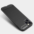 Miniatyrbillede 2 af 4: Silikonetui til iPhone 12 Mini, stødsikkert blødt kulfibermønster - sort Svart