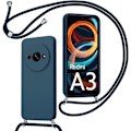 Miniatyrbillede 1 af 4: Lanyard-etui til Xiaomi Redmi A3 - Marineblå - Stødsikker flydende silikonebeskyttelse med snøre