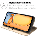 Miniatyrbild 2 av 4: Fodral till Xiaomi Redmi 13C, Guld - Stötsäkert TPU-skydd och PU-läderfodral med korthållare och stativfunktion