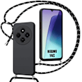 Miniatyrbillede 1 af 4: Coque til Xiaomi Redmi 14C - Silikone Stødabsorberende Kradsikker med Strop - Sort Svart