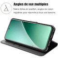 Miniatyrbillede 2 af 6: Coque til Xiaomi 15 Pro, Flip Cover Stødabsorberende Syntetisk Læder Sort med Kortlomme + 2 Tempereret Glas Svart