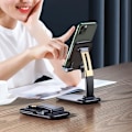 Miniatyrbillede 3 af 4: Telefon-/tabletholder, Justerbar Mobiltelefon Skrivebordsholder Foldbar Dock Stand Bordholder til iPhone 12/11 Pro/X