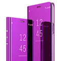 Miniatyrbild 1 av 4: Xiaomi Redmi Note 9 Pro Max-fodral, smalt mjukt läder Clear View-spegel med skyddande foliostativ Redmi Note 9 Pro Max, lila