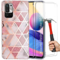 Miniatyrbillede 1 af 4: Etui til Redmi Note 10 5G + 2 hærdede briller, slankt og elegant stødsikkert TPU-cover Pink Rosa