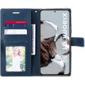 Miniatyrbillede 3 af 4: Etui til Xiaomi 12T - 12T Pro Flip-etui Navyblåt lædereffektstøtte og 2 hærdede briller