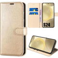 Miniatyrbillede 1 af 4: Coque - Samsung - Galaxy S24 - Blødt PU-læder - Ridsebeskyttelse - Guld gyllene