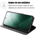 Miniatyrbild 2 av 4: Coque för Xiaomi 14 - Svart - PU-läder - Stötskydd - Fällbart ställ - Kortfack Svart