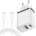 Miniatyrbillede 1 af 4: 2-Port PD + QC 3.0 vægoplader til Samsung M13 M23 5G M32 M33 5G M52 5G - E.F.CONNECTION Vit