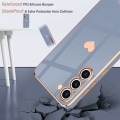 Miniatyrbillede 4 af 4: Etui + 2 hærdede briller til Xiaomi Redmi A1-A2 - Blå - Stødsikker hybrid silikoneetui med forgyldt og belagt kærlighedsmønster