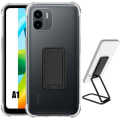 Miniatyrbillede 1 af 4: Etui til Xiaomi Redmi A1 Transparent silikone stødsikre forstærkede hjørner med foldbar sort støtte