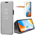 Miniatyrbillede 1 af 4: Etui til Xiaomi Redmi 10C + 2 hærdede briller Spejleffektbeskyttelse Silver Clear View