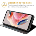 Miniatyrbild 2 av 4: Coque - Xiaomi - Redmi Note 12 - PU-läder - 2 Härdat glas - Repbeständig Svart