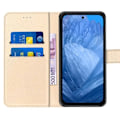 Miniatyrbillede 3 af 4: Beskyttelsesskal - Google - Pixel 8a - Syntetisk Læder i Guld - Flip Case - Stødabsorberende gyllene