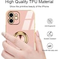 Miniatyrbild 2 av 4: Ringfodral för iPhone 12 Pro Max (6,7") Rosa Elegant Soft Gold Edge Lyx Stötsäker Anti-Scratch Rosa