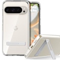 Miniatyrbild 1 av 4: Stötsäkert fodral för Google Pixel 9 Pro - Transparent TPU-skydd med silverstöd