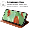 Miniatyrbild 2 av 4: Fodral + 2 härdade glasögon för Google Pixel 9 Pro - Anti-skrapsskydd Mjukt brunt PU-läder 360 grader