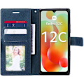Miniatyrbillede 3 af 4: Etui til Xiaomi Redmi 12C - Redmi 11A med 2 hærdede briller, beskyttelse PU-læder Marineblå
