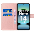 Miniatyrbild 3 av 6: Skydd till Xiaomi Redmi Note 14 4G (inte för 5G) Flip-fodral Stöttålig Syntetiskt Läder Rosa med Kortficka Rosa