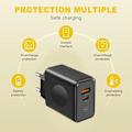 Miniatyrbillede 2 af 4: Netoplader - E.F.CONNECTION - PD 20W + QC 3.0 - 30W - Sort Svart