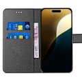 Miniatyrbillede 3 af 4: Coque til iPhone 16 Pro Max - Beskyttende Cover - Sort Syntetisk Læder - 2 Hærdeglas - Stødabsorberende Svart
