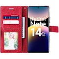 Miniatyrbillede 3 af 6: Coque til Xiaomi Redmi Note 14 Pro 5G (ikke til 4G) Beskyttelse mod Ridser 360 Grader PU Læder Rød Röd