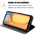Miniatyrbild 2 av 4: Fodral för Xiaomi Redmi 13C - Svart - Flip Case - PU-läder - Stötsäker - 2 Härdat glas Svart