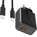 Miniatyrbillede 1 af 4: 30W netoplader - E.F. TILSLUTNING - 2 USB-C og USB-A porte - 1M kabel - Kompatibel OPPO A15-A54 Svart