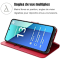 Miniatyrbillede 2 af 4: Coque til Xiaomi Redmi Note 13 4G - E.F.Connection - PU Læder Folio Etui - Rød - 2 Tempered Glas - Justerbar Støtte Röd