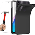 Miniatyrbillede 1 af 4: Etui til Redmi Note 8T (6,3") s Beskyttelse Blødt højelastisk silikone Præcis skæring sort med hærdet glas Svart