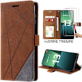 Miniatyrbild 1 av 4: Fodral för Xiaomi 13 Brown Stripe Pattern Leather Effect + 2 härdade glasögon