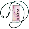 Miniatyrbillede 1 af 4: Etui til Xiaomi Mi 10 Pro (6,67") TPU tynd gennemsigtig, forstærket hjørnebeskyttelse med halskædesnor Midnight Green Transparent-midnattsgrön