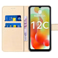 Miniatyrbillede 3 af 4: Etui til Xiaomi Redmi 12C-11A Beskyttelse Guld Syntetisk Læder Stødsikker Anti-ridse Blød gyllene