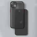 Miniatyrbillede 3 af 4: Cover til iPhone 15 Plus, tynd stiv silikonebeskyttelse Stødsikker sort + 2 hærdede briller Svart