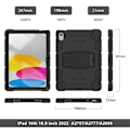 Miniatyrbillede 2 af 6: Cover til iPad A16 (11") / iPad 10 2022 (10,9" 10. generation) 360° stødabsorberende hård beskyttelse med stativ - Sort Svart