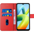Miniatyrbillede 3 af 4: Etui til Redmi A1+/A2+ (A1 Plus/A2 Plus) + 2 hærdede briller, lædereffektbeskyttelse Magnetisk lukning - Rød Röd