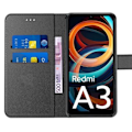 Miniatyrbild 3 av 4: Skydd för Xiaomi - Redmi A3 - Stötabsorberande - Syntetiskt Läder - Kortficka - Flera Positionsstöd Svart