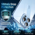 Miniatyrbild 2 av 4: Transparent silikonfodral för iPhone 15 Pro Max med blå kontur + 2 härdade glasögon Blå