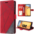Miniatyrbillede 1 af 4: Coque - Xiaomi - Redmi 13C - Simili Læder - Stødabsorberende Beskyttelse - Indbygget Stativ Röd