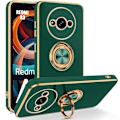 Miniatyrbild 1 av 4: Fodral för Xiaomi Redmi A3 - Xiaomi - Stötsäker Hybrid Silikon - Rotérande Ring 360° - Nattgrön Midnattsgrönt