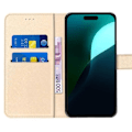 Miniatyrbillede 3 af 4: Coque til iPhone 16 - Stødabsorberende - Guldsyntetisk Læder - Foldbar - Indbygget Kortholder gyllene