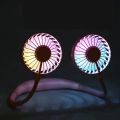 Miniatyrbillede 2 af 4: Mini USB Fan 360° Rotation Sports Portable 3 Speeds + LED Lys - Sort