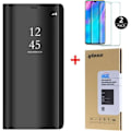 Miniatyrbillede 1 af 4: Huawei P30 Lite etui og [2 Pack] hærdet glas, spejl etui med stand Flip Protection Funktion til Huawei P30 Lite - Sort