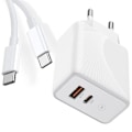Miniatyrbillede 1 af 4: Hurtiglader 30W - E.F.CONNECTION - Dobbelt Port PD 20W + QC 3.0 - USB-C Kabel 1M - Kompatibel med Samsung Vit