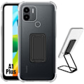 Miniatyrbild 1 av 4: Fodral till Xiaomi Redmi A1+-A1 Plus Stötsäkert transparent silikonskydd med justerbart stativ Svart