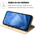 Miniatyrbillede 2 af 4: Beskyttelsesskal - Google - Pixel 8a - Syntetisk Læder i Guld - Flip Case - Stødabsorberende gyllene