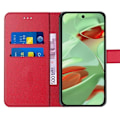 Miniatyrbillede 3 af 4: Etui + 2 hærdede briller til Google Pixel 9 Pro, beskyttelse Anti-ridseklap Stødsikker blødt syntetisk læder - rød