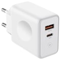 Miniatyrbild 1 av 4: 30W 2-portars QC 3.0+PD 20W väggladdare för OPPO A15 A16 A16S A52 A53 A53S A54 5G - Vit Vit